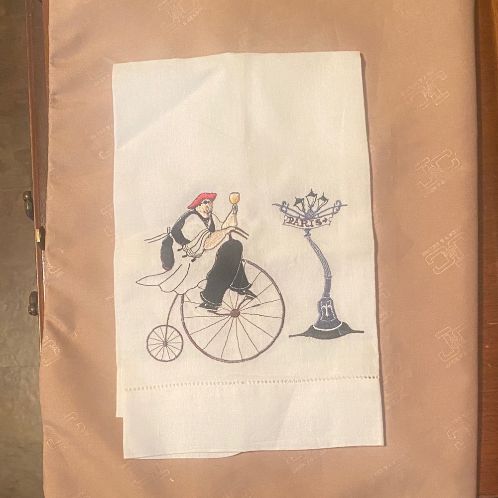 White Tea Towel with Paris Design